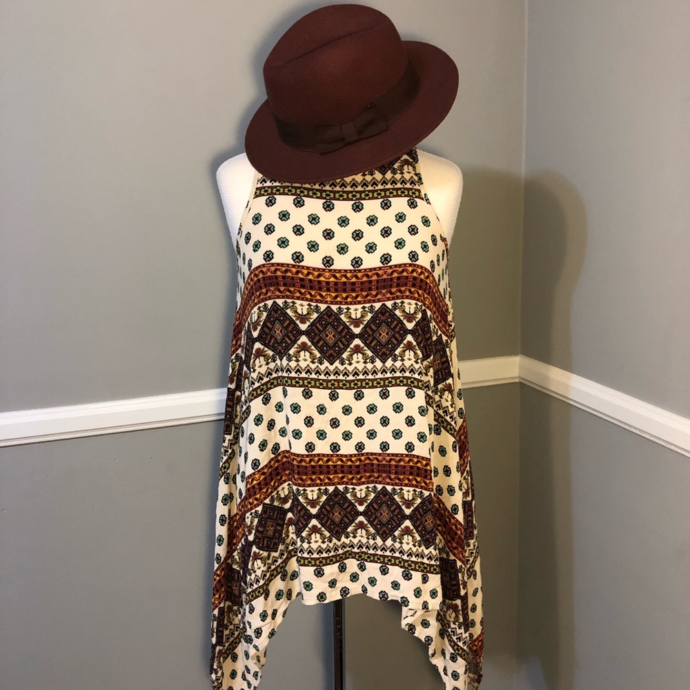Long Boho Brown oversized Tank Top